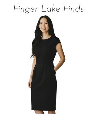 Boden Black Cap-Sleeve Midi Dress, 10 Tall